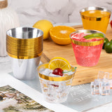Goodluck 200PCS 9oz Gold Plastic Cups for Party, Disposable Gold Rim Cups, Plastic Cocktail Glasses for Wedding Thanksgiving, Christmas, and Parties