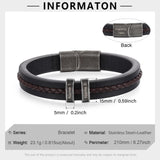 Personalized Custom Name Bracelets for Men - Mens Leather Bracelet with 2-5 Kids Names Customized Gifts for Dad Husband Son (2 names)