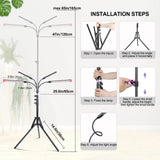 JINHONGTO Grow Light with Stand and Timer 4,8,12,16,20 Hr, 36 Watt Standing Tall Plant Light for Bonsai Tree, Seed Starting, 24"-64" Adjustable Tripod Stand Plant Growing Lamps