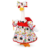 JcHrmers Back to School Porch Goose Outfits Includes Bow Headband Red Schoolbag Doll Collar Dress and Pencil for 23'' Cement Goose Statue for Garden Patio Lawn Yard Outdoor Decoration