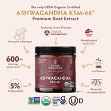 TRIBE ORGANICS Ashwagandha KSM 66 Pure Organic Root Powder Extract Ayurvedic Supplement - Focus, Mood Support, Increase Energy, Strength, 600mg of Natural KSM66 for Superior Absorption - 120 Capsules