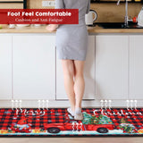 Christmas Kitchen Mats, Merry Christmas Kitchen Rugs Set of 2 - Red Black Buffalo Plaid Christmas Kitchen Decor - Gnome Truck Xmas Decorations for Floor,Bathroom,Living Room,Doorway 17"x30"+17"x47"