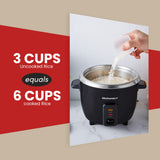 Elite Gourmet ERC003BX Rice Cooker, Keep Warm, Black, 6 Cups Cooked