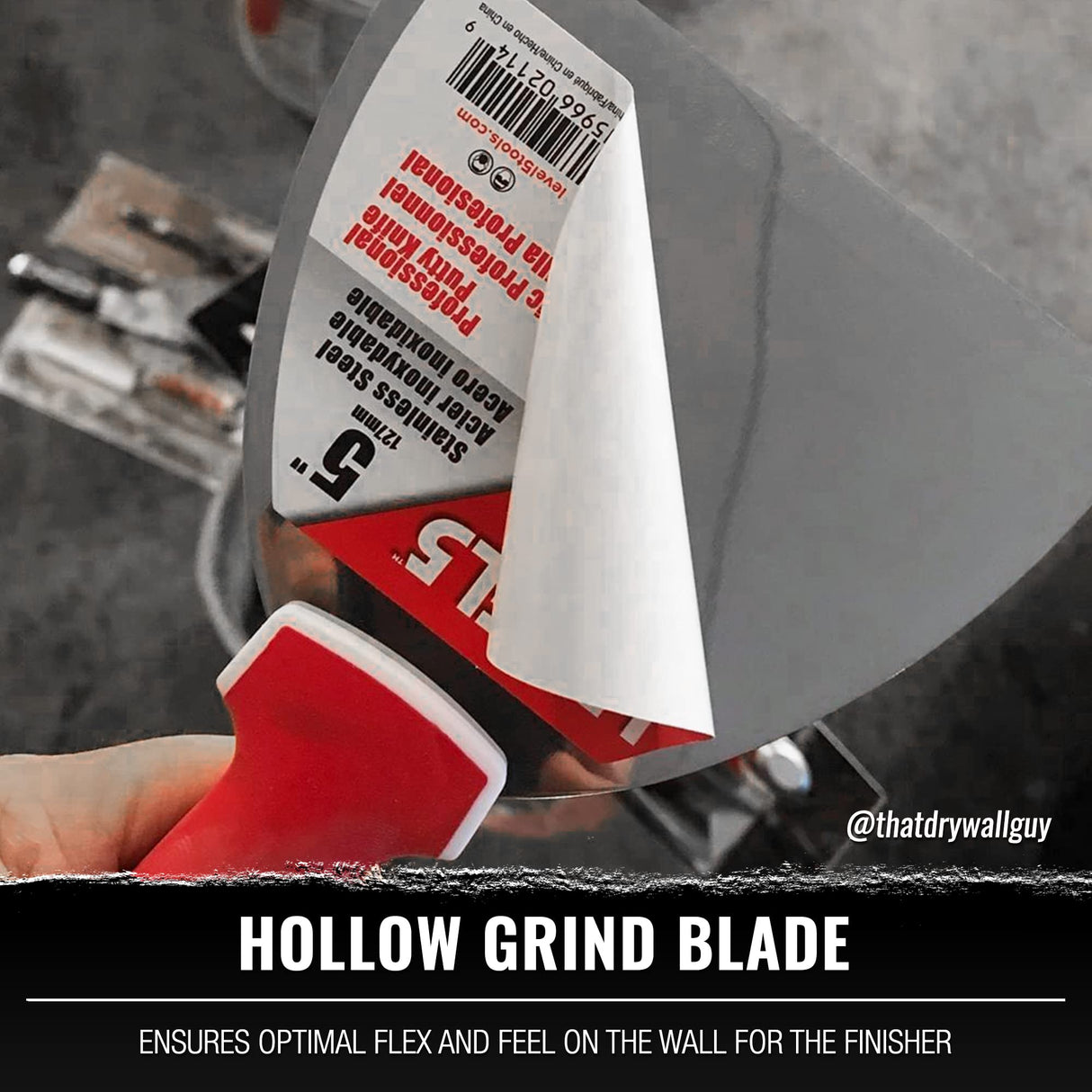 6" Soft-Grip Stainless Steel Drywall Joint Knife - LEVEL5 | Pro-Grade | Comfortable Finishing Hand Tool | Metal Hammer End | Sheetrock Gyprock Plasterboard Mud | 5-142