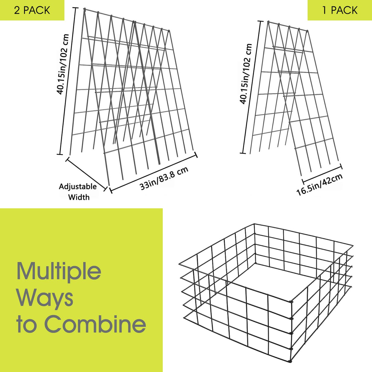 RIFNY Cucumber Trellis for Raised Bed, Garden Trellis 16.5 x 40 Inch, Black