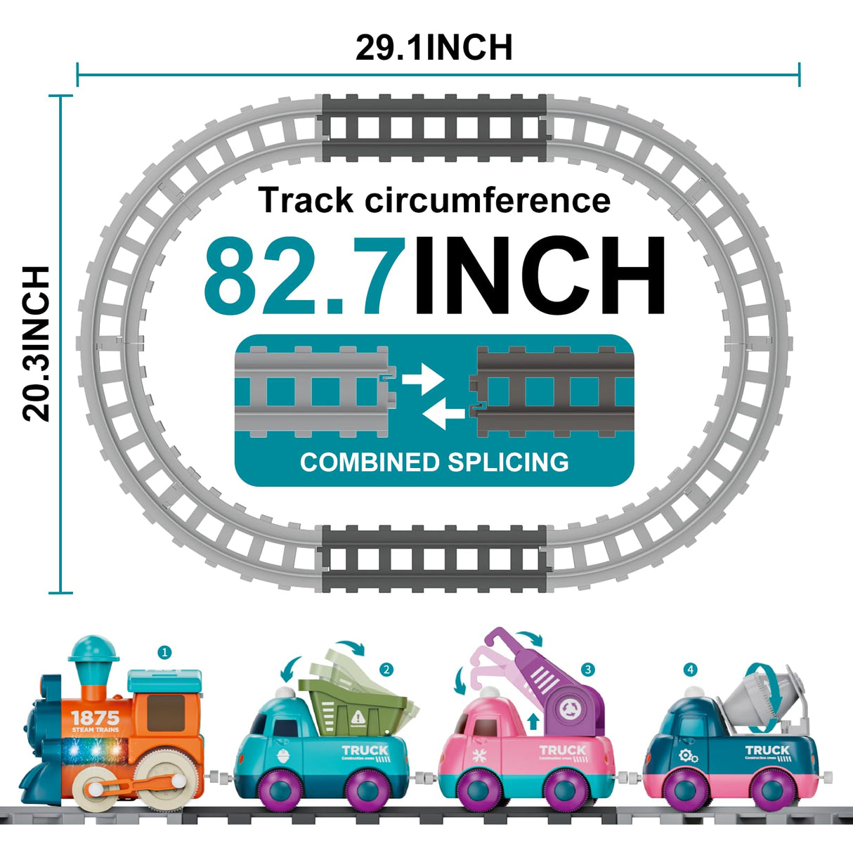 Lipneaed Train Set for Toddlers, Magnetic Train Toys for Toddlers 3+, 4pcs Trucks Toy Train for Boys and Girls, Birthday Christmas Toy Gifts for 3 4 5 6 7 8 Years Old