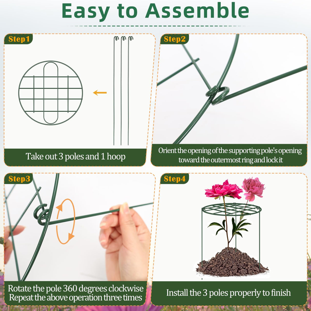 6 Pack 12 x 16 Inch Peony Cages and Supports for Outdoor Plants
