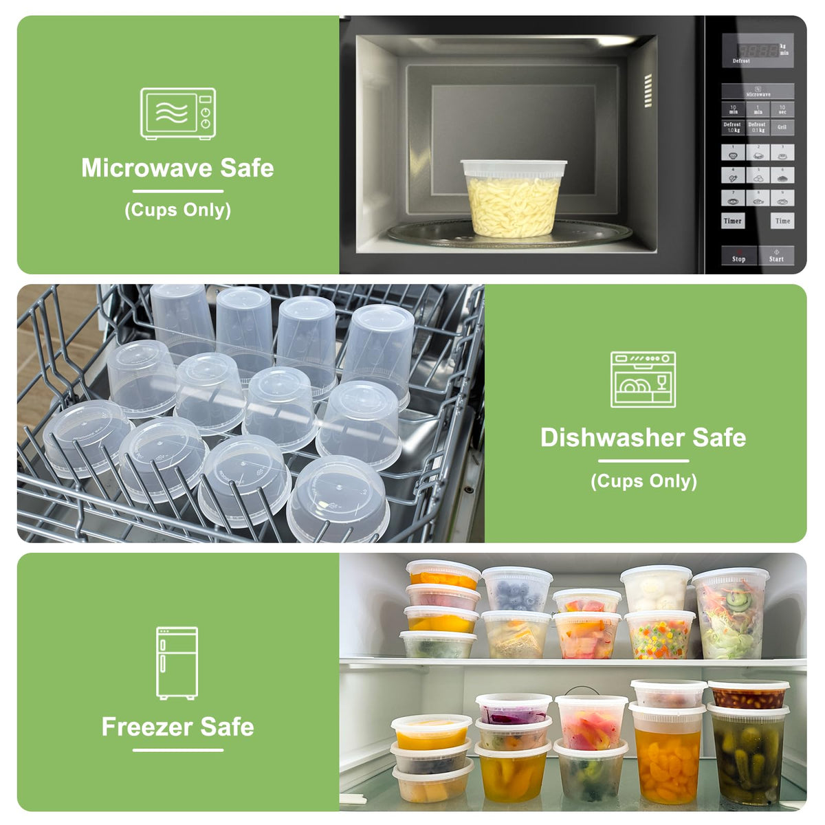 60 Sets (120-Piece) Deli Containers with Lids, 32/16/8 oz X 20 Set Each
