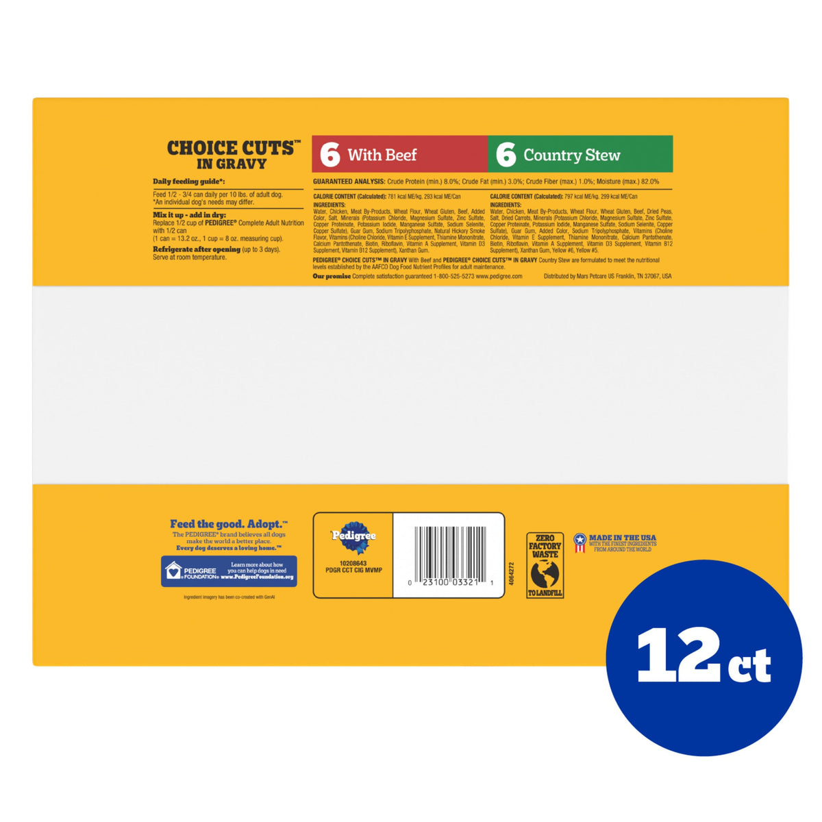 Pedigree Choice Cuts Wet Dog Food, Beef & Country Stew, 13.2 oz, 12 count