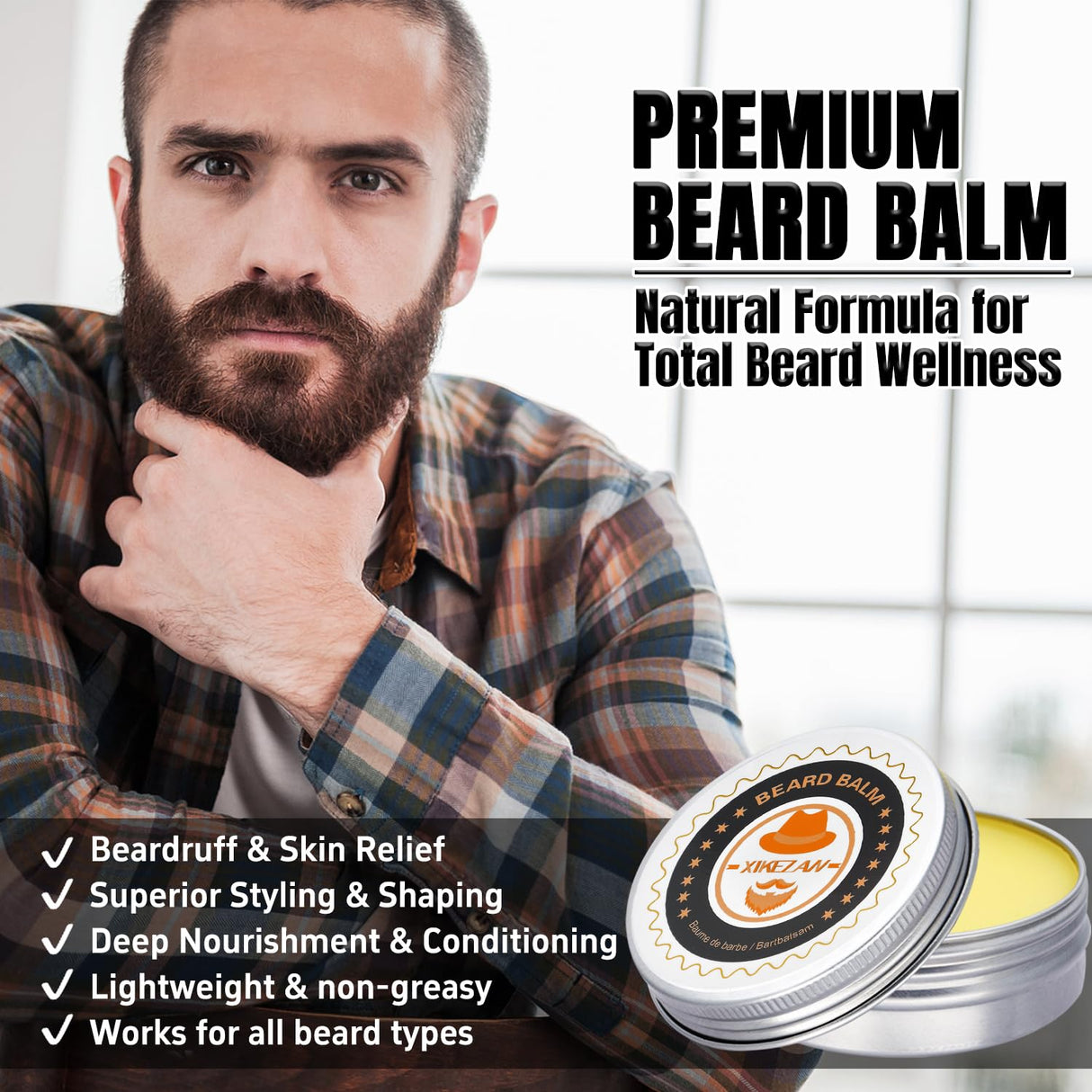 XIKEZAN Beard Kit for Men Grooming & Care w/Beard Conditioner, Wash, Oil, Balm, Brush, Comb,Fathers Birthday Valentines Gifts for Men Him Dad Husband Boyfriend Christmas Stocking Stuffers