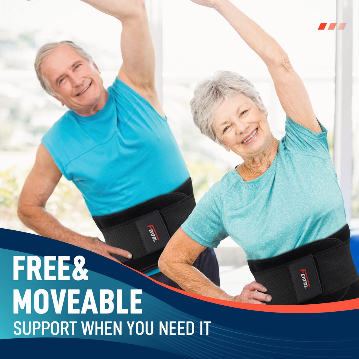 FEATOL Back Brace for Men Lower Back Pain Relief Lumbar Support Brace Waist Belt with Ergonomic 3D Silicone Pad for Heavy Lifting Work, Herniated Disc, Sciatica L/XL