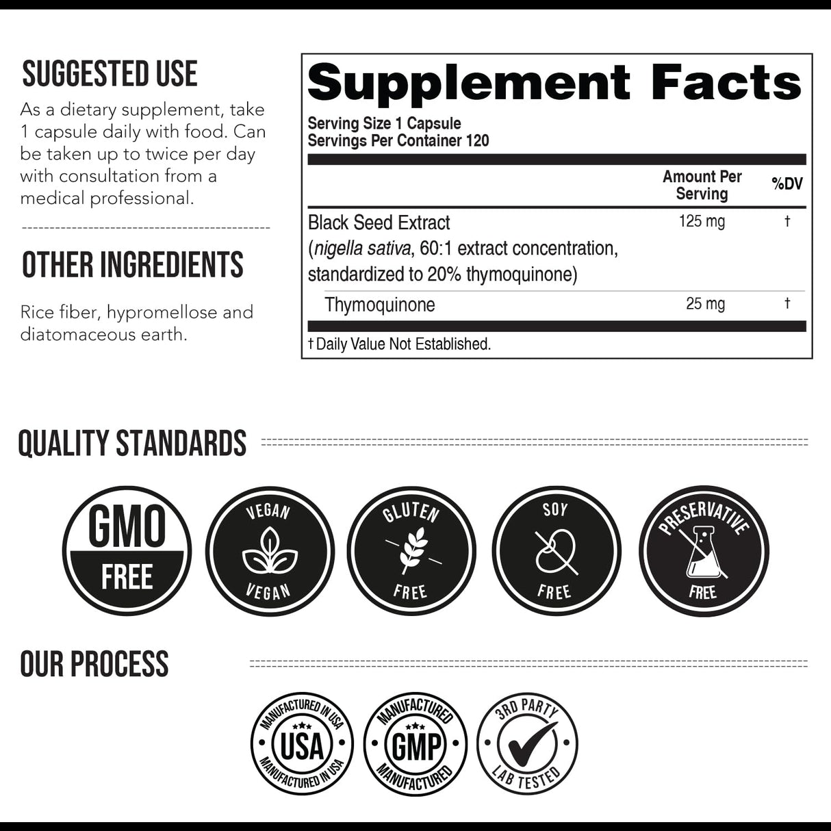 20% Thymoquinone Black Seed Oil Extract Capsules - TQ-Advanced 4X®: Potent Thymoquinone Concentration Available - 60:1 Concentrate from Nigella Sativa, Raw Form, Vegan, Glass Bottle (120 Capsules)