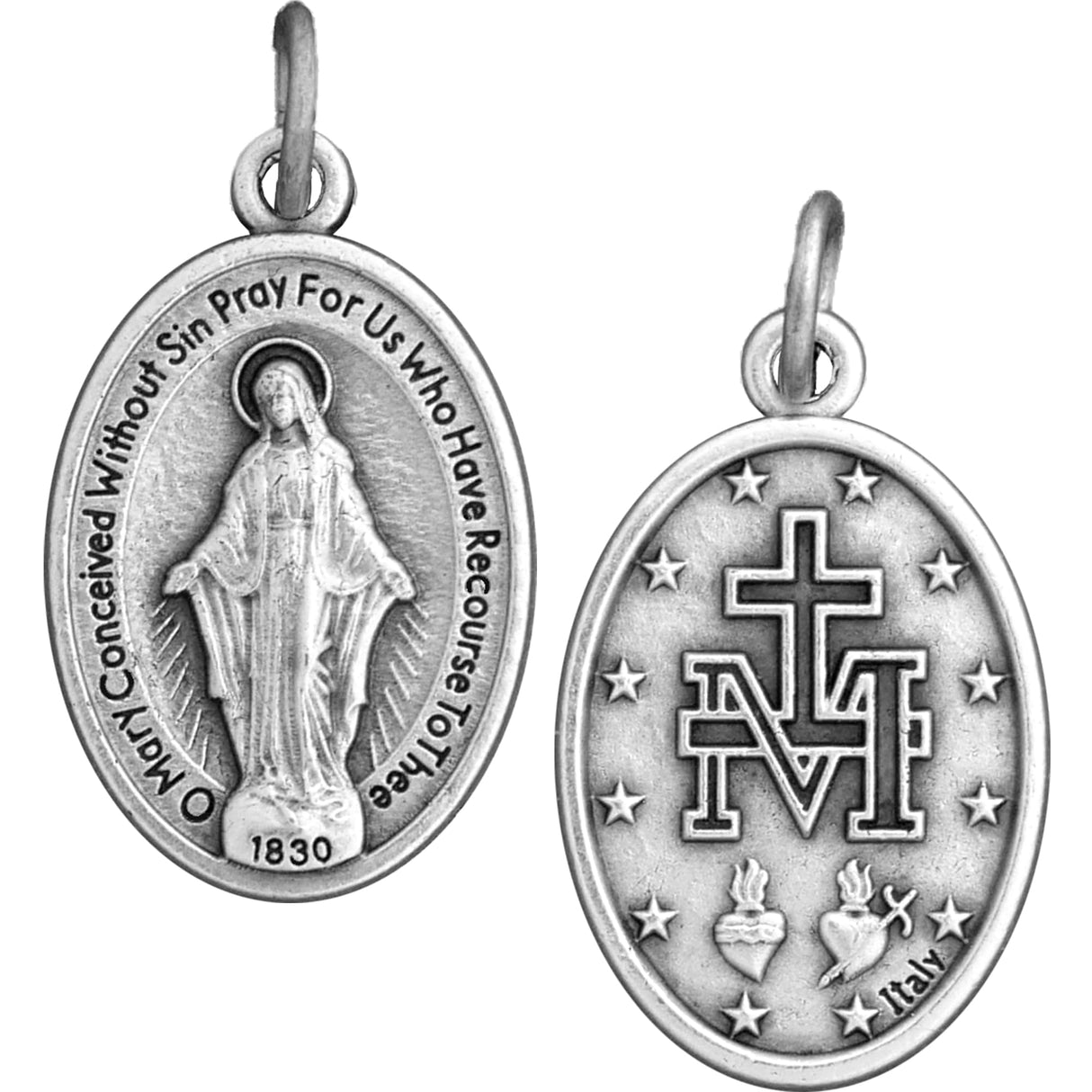 Miraculous Medals Bulk Pack (Regular 1 inch) Silver-Plated Medals Made in Italy - Catholic Gifts for Evangelization