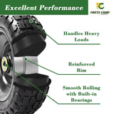 Parts Camp Replace Gorilla Cart Wheels 10" Flat-free Solid Tire and Wheel Replacement 4.10/3.50-4 tire for Hand Truck Wagon Garden Dolly Trolley With 5/8" Axle Bore Hole 2.2" Offset Hub 2-Pack