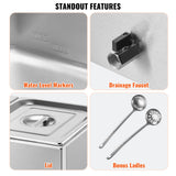 VEVOR 110V 2-Pan Commercial Food Warmer 1200W Electric Steam Table 15cm/6inch Deep Stainless Steel Bain Marie 24 Quart for Buffet Catering, Silver