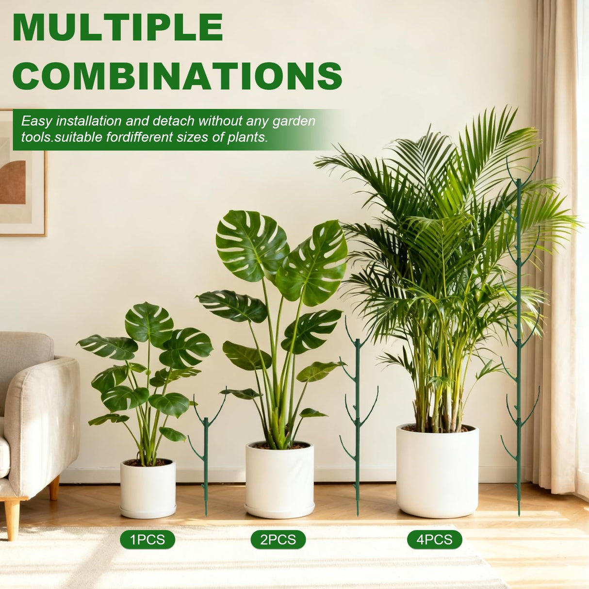 15pack Adjustable Plant Support Pole Stackable Indoor/Outdoor Support Pole with Clamps, Suitable for Supporting Monstera and Climbing Plants, Garden Accessories, Perfect Replacement for Plant Stakes