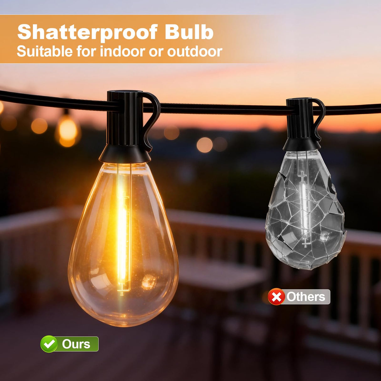 50(40+10)FT Outdoor String Lights, 15m Waterproof Remote LED Patio Lights with 19+1 S11 Bulbs 10FT Extension Cable, Dimmable Outside Hanging Lights for House, Porch,Yard,Garden,Bistro, Gazebo lighting