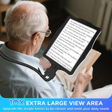 Large 10X Hands Free Magnifying Glass with Light for Reading Neck Wear Magnifier with Adjustable Brightness 50 Led Lights Flexible Gooseneck Full Book Page Magnifier for Seniors Low Vision Elderly