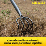 Colwelt 4 Tines Garden Cultivator Rake 59'', Hand Tiller Garden Tool with Sharp Forged Steel Head, 4 Tine Cultivators for Gardening with Long Handle, 4 Prong Rake for Digging Loosening Weeding