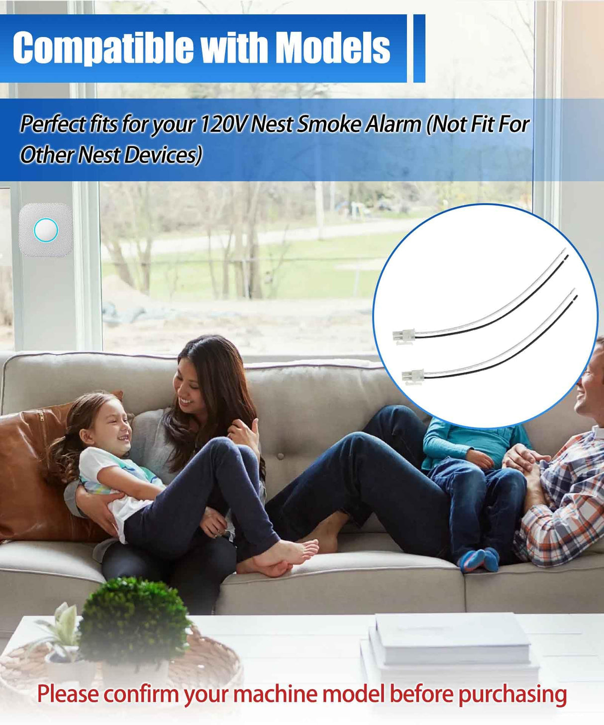 2Pcs S3003LWES Smoke Alarm Replacement Wire Fits for Google Nest Protect Smoke Alarm 120V Replaces (Not Fit for Other Nest Devices)