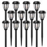 DERAYSION 12 Pack Solar Lights Outdoor, Solar Pathway Lights Auto On/Off Waterproof Garden Landscape Lighting for Path, Yard, Walkway, Driveway Decor