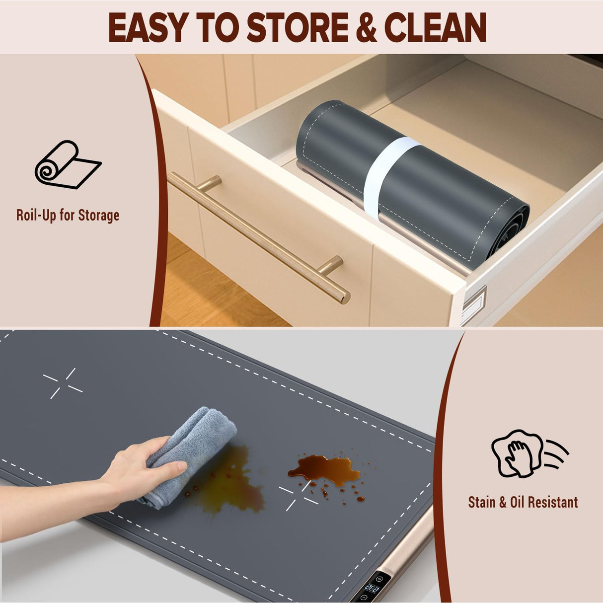 Warming Mat for Food Extra Large 36"x16", 500W Food Warming Mats for Countertop, Food Warmer Trays Chafing Dishes for Buffets Party, 9-Level Temp 12H Timer, Child Lock, Gatherings Portable
