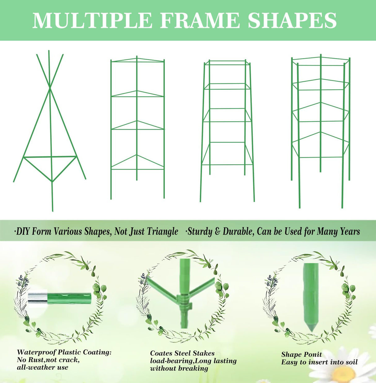 Moirsunt 66Inch Tomato Cage for Garden, 4Pack Plant Support Garden Stakes