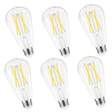 GvvooHome Dimmable Edison Bulbs, 4000K Daylight White, 6W Equivalent to 60 watt E26 LED Bulb, ST58 Vintage Light Bulbs, 600LM, 90+ CRI, E26 Base, Clear Glass, 6 Pack