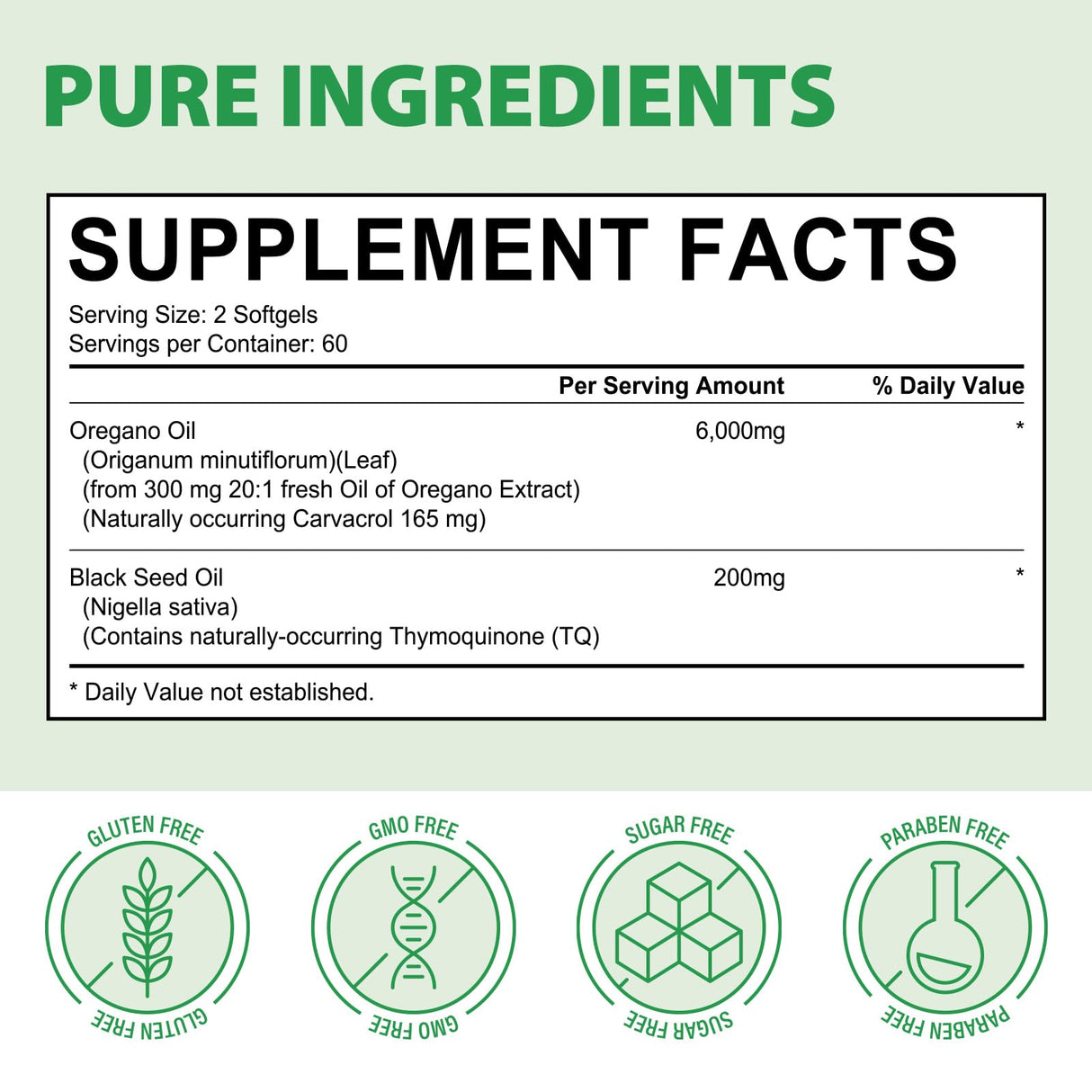 Oil of Oregano Softgels 6000mg, 120 Count | 2 in 1 Formulated with Black Seed Oil 200mg, Organic Oregano Oil Capsules, High Carvacrol & Thymoquinone for Immune Support | Non-GMO, Gluten-Free