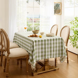 Softalker Checkered Tablecloth Rectangle, Heavy Weight Linen Gingham Christmas Table Cloth with Tassel, Washable Wrinkle Free Buffalo Plaid Table Cover for Dining/Party/Home - 55 x 84 Inch, Sage