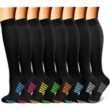 CHARMKING Compression Socks for Women & Men (8 Pairs) 15-20 mmHg Graduated Copper Support Socks are Best for Pregnant, Nurses - Boost Performance, Circulation, Knee High & Wide Calf (S/M, Multi 32)