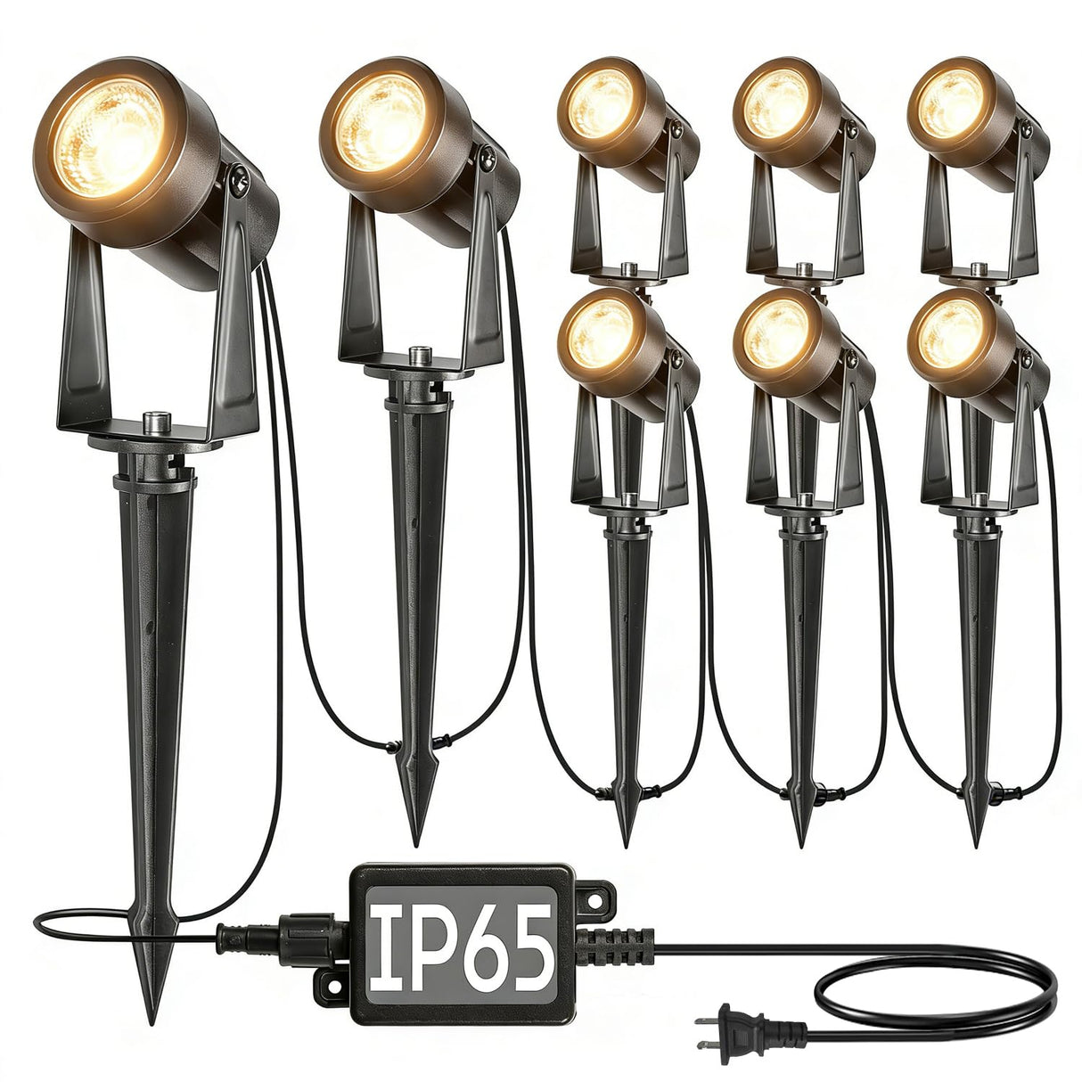 SUNTHIN Outdoor Landscape Lighting, 8 Pack LED Spot Lights Kit for Garden, Yard, House, Lawn, Tree, Flags, Fence Use, Warm White, IP65 Waterproof