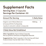Lions Mane Supplement Mushroom Capsules (Two Month Supply - 120 Count) Lions Mane Mushroom for Brain Support and Immune Health (Third Party Tested, Grown and Encapsulated in The USA) by Double Wood