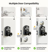 Veise Keypad Door Knob Lock, Keyless Entry Digital Lock with Handle, Electronic Smart Knob for Front Door & Bedroom, Easy Install, Auto Lock, Passage Mode, Anti-Peeping Password, Matte Black