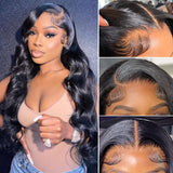 Hedy 220% Density Lace Front Wigs Human Hair Wigs for Black Women Pre Plucked with Baby Hair Body Wave Glueless 10A Lace Closure Wigs Human Hair Natural Color 22 Inch