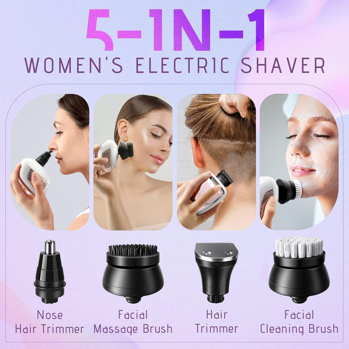 Leg Razor Tool Electric Razors for Women, 5 in 1 Cordless Electric Painless Leg Shave ...