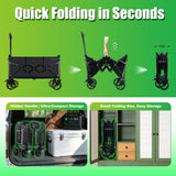 500LBS Large Collapsible Folding Wagon Carts Heavy Duty with Table & Brakes