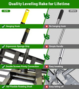 Lawn Leveling Rake 17x10 Inch , Heavy-Duty Yard Leveling Rake 6.2FT