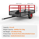 GarveeLife ATV UTV Tow Behind Dump Trailer 1600 lbs 22 Cubic, Red