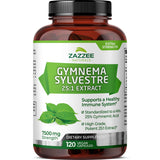 Zazzee Organic Gymnema Sylvestre 25:1 Extract, 7500 mg Strength, 25% Gymnemic Acid, 120 Vegan Capsules, 4 Month Supply, Standardized and Concentrated 25X Extract, All-Natural and Non-GMO