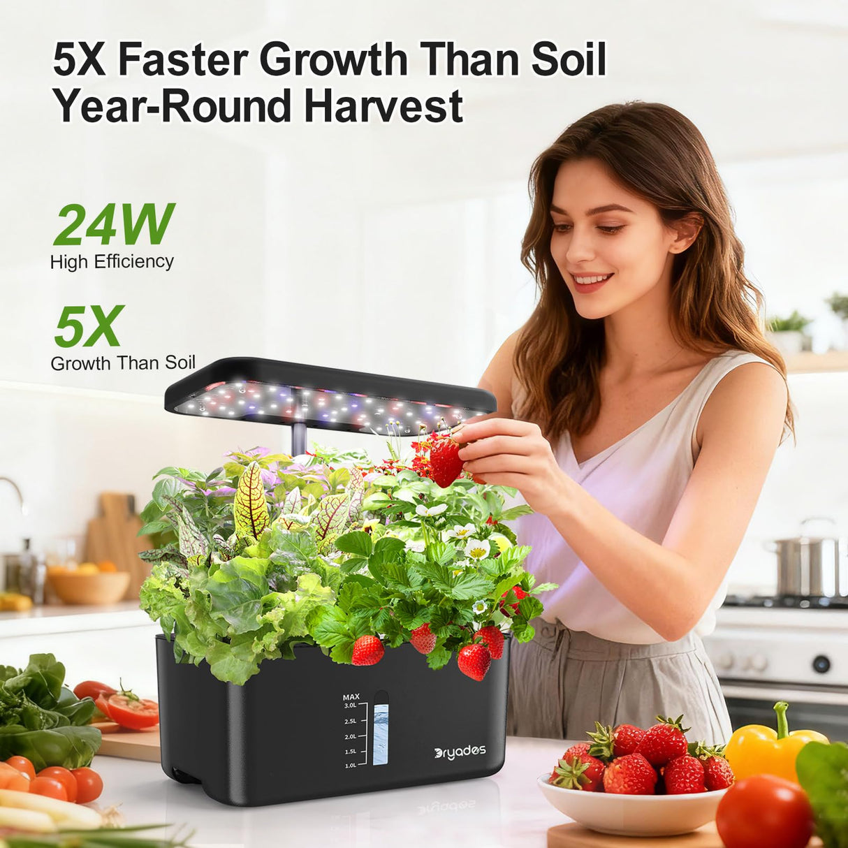Dryades Indoor Garden 10 Pods Hydroponics Growing System w/LED Grow Light