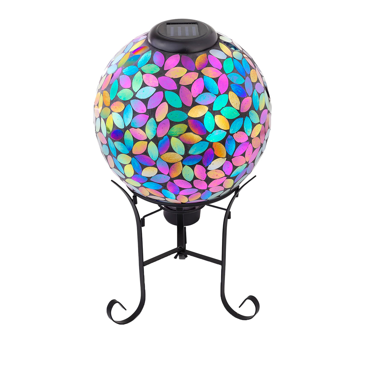 Alpine Corporation GRS122A-SLR Indoor/Outdoor Glass Solar Powered Mosaic Gazing Globe Yard Decoration, 10", Purple