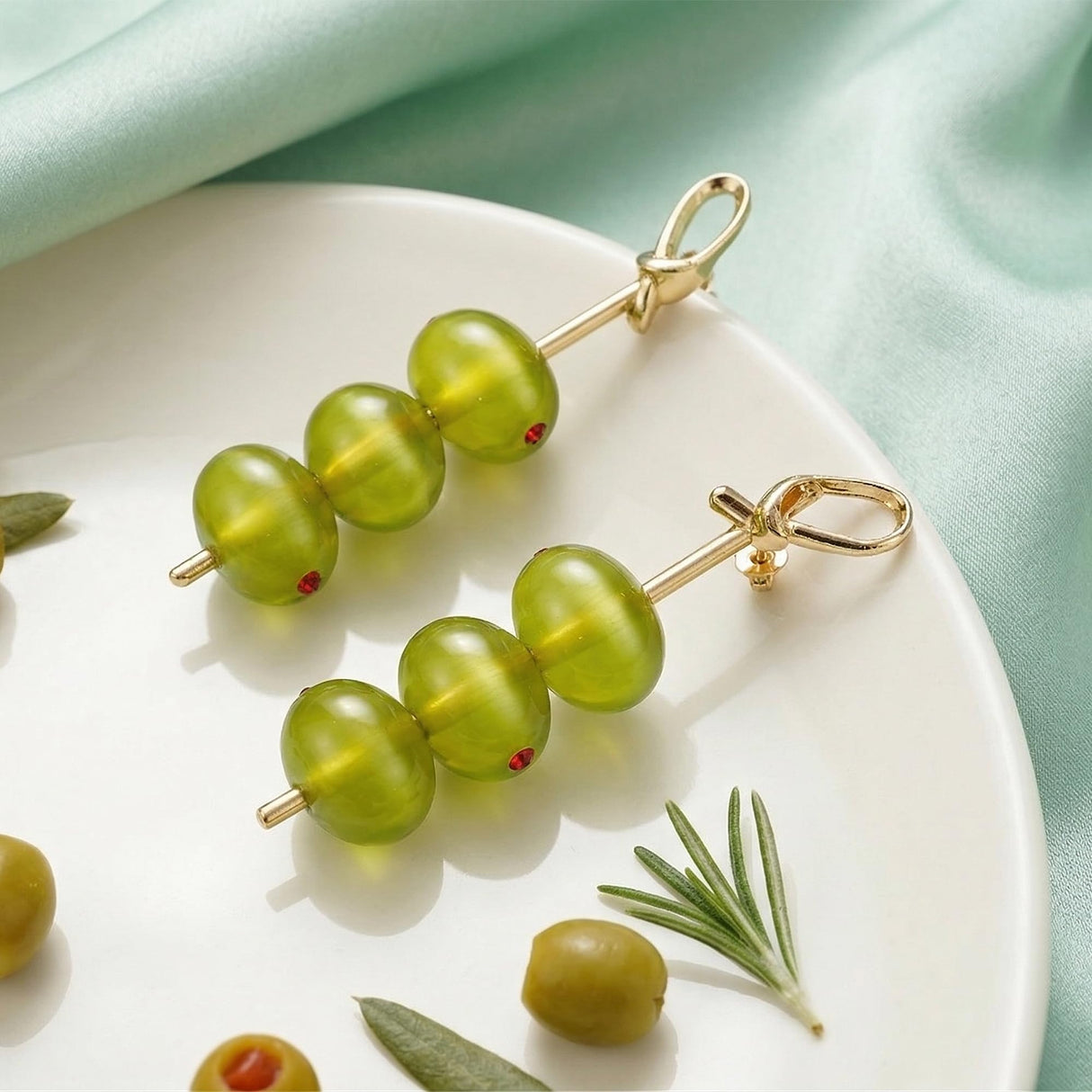 Trinckle Olive Dangle Earrings for Women Martini Earring for Cocktail Party