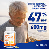 BergaMet Citrus Bergamot Supplement, 170:1 Extract, 1200mg per Serving, 80% Polyphenols, Italian Citrus Bergamot Supplement for High Cholesterol, 120 Capsules, 2 Months, Made in The USA