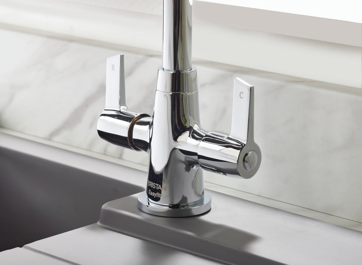 Bristan Echo Easy Fit Kitchen Sink Lever Handles Tall Swivel Spout Mixer Tap Faucet Chrome Plated (EC SNK EF C)