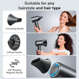 Hair Dryer, Negative Ionic Blow Dryer with 140, 000 RPM Professional High-Speed Blow Dryer, Brushless Motor for Fast Drying, Low Noise Thermo-Control Hairdryer with Magnetic Nozzle