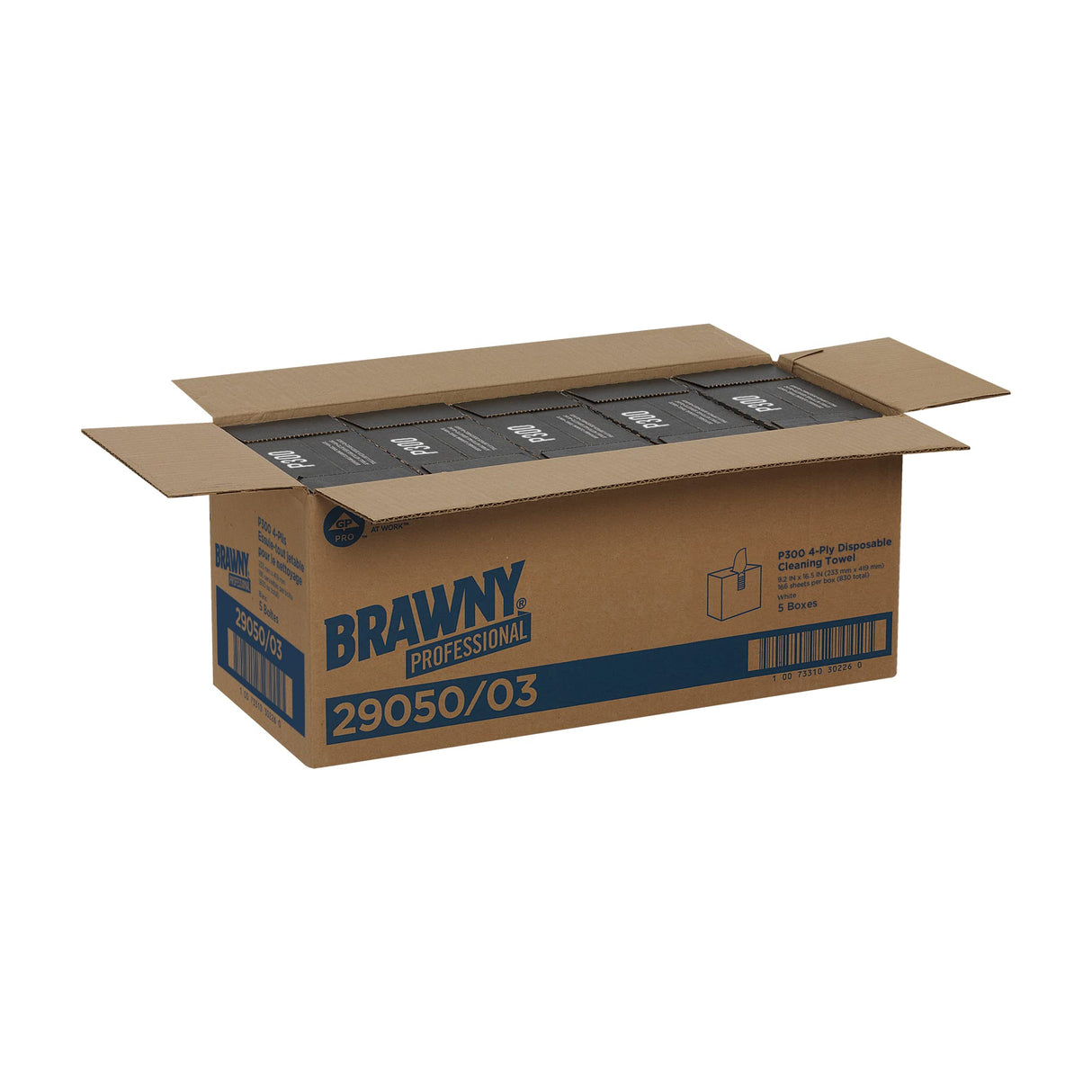 Brawny Professional P300 Disposable Cleaning Towel by GP PRO 29050/03 Medium Duty Tall Box White 5 Boxes @ 166 Count