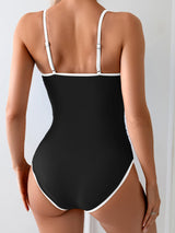 Eomenie Women's One Piece Swimsuit Tummy Control Slimming Bathing Suit Color Block Spaghetti Strap 1 Piece Swim Suit Swimwear