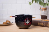Silver Buffalo Disney Nightmare Before Christmas Jack Skellington Ceramic Ramen Noodle Rice Bowl with Chopsticks, Microwave Safe, 20 Ounces