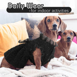 Kuoser Dog Dress, Cute Dog Dresses for Large Dogs Girl Elegant Puppy Tutu with Bow-Knot, Doggie Princess Costume Pet Outfit for Birthday Party Christmas Halloween Wedding, Black XL